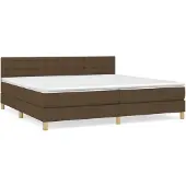 Syfax Cama box spring con colchón tela marrón oscuro 200x200 cm