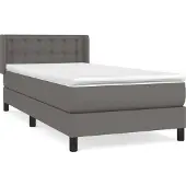 Syfax Cama box spring con colchón cuero sintético gris 100x200 cm