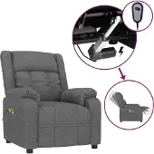 Syfax Sillón de masaje eléctrico tela gris oscuro