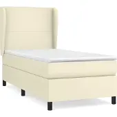 Syfax Cama box spring con colchón cuero sintético crema 100x200 cm