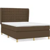 Syfax Cama box spring con colchón tela marrón oscuro 140x190 cm