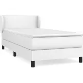 Syfax Cama box spring con colchón cuero sintético blanco 80x200 cm