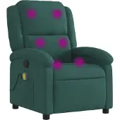 Syfax Sillón de masaje reclinable de terciopelo verde oscuro