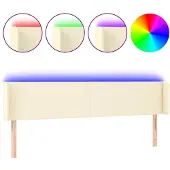 Syfax Cabecero con LED cuero sintético crema 163x16x78/88 cm