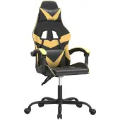 Syfax Silla gaming cuero sintético negro y dorado
