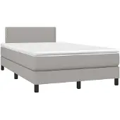 Syfax Cama box spring con colchón tela gris claro 120x200 cm