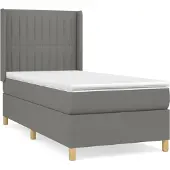 Syfax Cama box spring con colchón tela gris oscuro 90x200 cm
