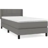 Syfax Cama box spring con colchón tela gris oscuro 100x200 cm