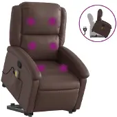 Sonstiges Sillón reclinable de masaje de pie de cuero sintético marrón
