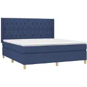 Syfax Cama box spring con colchón tela azul 160x200 cm