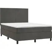 Syfax Cama box spring con colchón terciopelo gris oscuro 140x200 cm