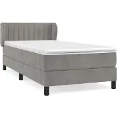 Syfax Cama box spring con colchón terciopelo gris claro 100x200 cm