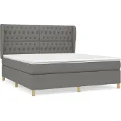 Syfax Cama box spring con colchón tela gris oscuro 180x200 cm