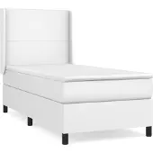 Syfax Cama box spring con colchón cuero sintético blanco 90x190 cm