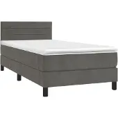 Syfax Cama box spring con colchón terciopelo gris oscuro 80x200 cm