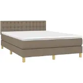 Syfax Cama box spring con colchón tela gris taupe 140x190 cm