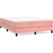 Syfax Cama box spring con colchón terciopelo rosa 140x200 cm