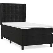 Syfax Cama box spring con colchón terciopelo negro 80x200 cm