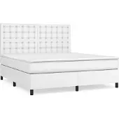 Syfax Cama box spring con colchón cuero sintético blanco 180x200 cm