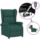 Syfax Sillón orejero reclinable eléctrico de tela verde oscuro