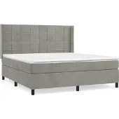 Syfax Cama box spring con colchón terciopelo gris claro 180x200 cm