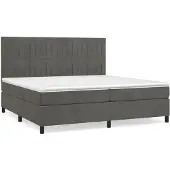 Syfax Cama box spring con colchón terciopelo gris oscuro 200x200 cm