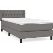 Syfax Cama box spring con colchón tela gris oscuro 90x200 cm
