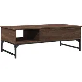 Syfax Mesa de centro madera ingeniería metal marrón 100x50x35 cm