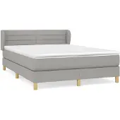 Syfax Cama box spring con colchón tela gris claro 140x200 cm