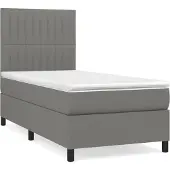 Syfax Cama box spring con colchón tela gris oscuro 90x200 cm