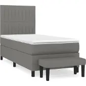 Syfax Cama box spring con colchón tela gris oscuro 90x200 cm