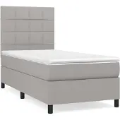 Syfax Cama box spring con colchón tela gris claro 80x200 cm