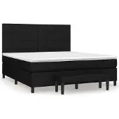 Syfax Cama box spring con colchón tela negro 180x200 cm