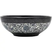 Syfax Lavabo sobre encimera redondo cerámica negro y azul Φ41x14 cm