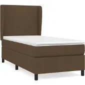 Syfax Cama box spring con colchón tela marrón oscuro 100x200 cm