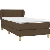 Syfax Cama box spring con colchón tela marrón oscuro 90x200 cm