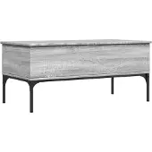 Syfax Mesa de centro madera ingeniería metal gris Sonoma 100x50x45cm