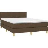 Syfax Cama box spring con colchón tela marrón oscuro 140x190 cm