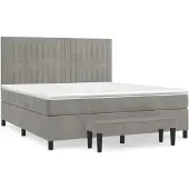 Syfax Cama box spring con colchón terciopelo gris claro 160x200 cm
