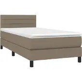 Syfax Cama box spring con colchón tela gris taupe 100x200 cm