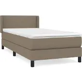 Syfax Cama box spring con colchón tela gris taupe 90x200 cm