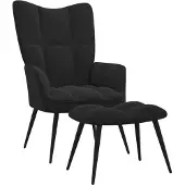 Syfax Sillón relajante con taburete de terciopelo negro