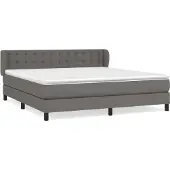 Syfax Cama box spring con colchón cuero sintético gris 180x200 cm