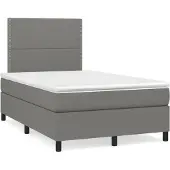 Syfax Cama box spring con colchón tela gris oscuro 120x200 cm