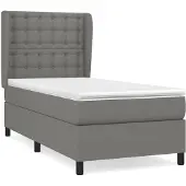 Syfax Cama box spring con colchón tela gris oscuro 100x200 cm