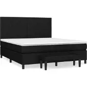 Syfax Cama box spring con colchón tela negro 180x200 cm