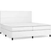 Syfax Cama box spring con colchón cuero sintético blanco 200x200 cm