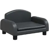 Syfax Cama para perros de cuero sintético negra 50x40x30 cm
