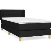 Syfax Cama box spring con colchón tela negro 80x200 cm