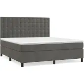 Syfax Cama box spring con colchón terciopelo gris oscuro 160x200 cm